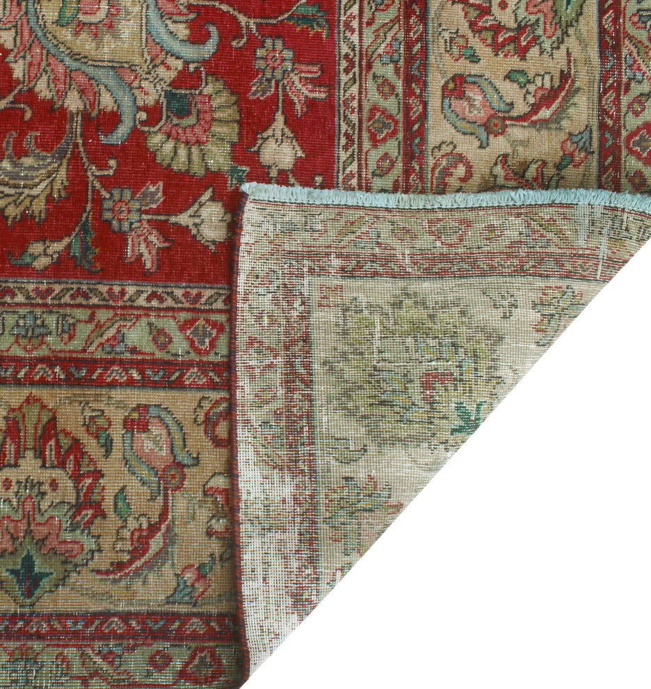 Fine Vintage Distressed Gary Red/Beige Rug, 9'7 x 12'4