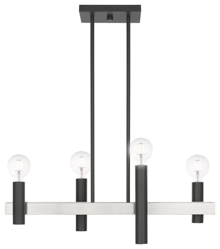 Livex Helsinki 4 Light Scandinavian Gray, Brushed Nickel Linear Chandelier
