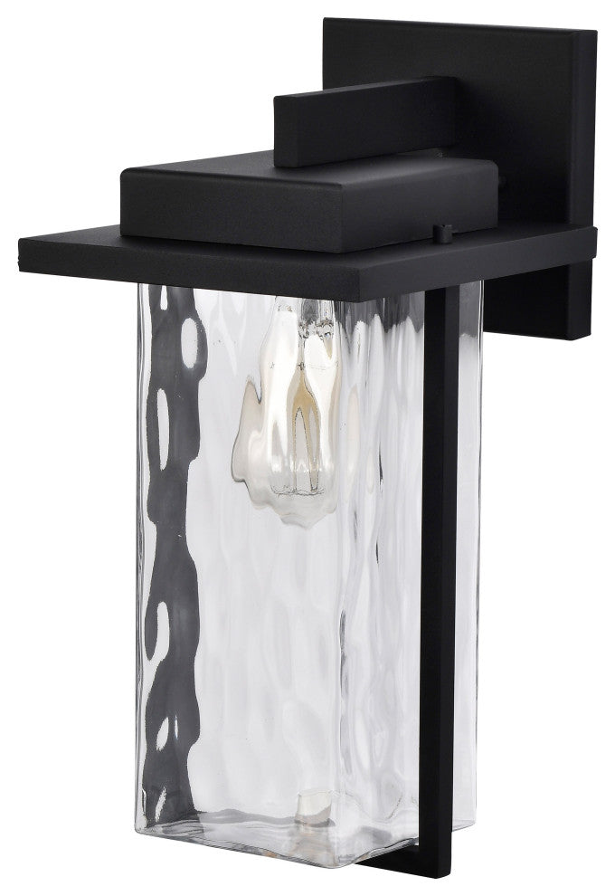 Vernal 1-Light Large Wall Lantern, Matte Black/Clear Water Glass