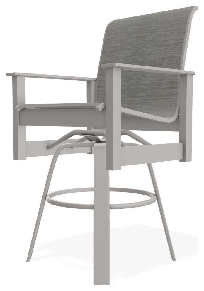 Leeward Sling Bar Height Outdoor Swivel Armchair, Sicily/Warm Gray