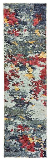 Oriental Weavers Evolution Collection Blue/ Red Abstract Indoor Area Rug 2'3"X8'