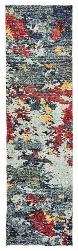 Oriental Weavers Evolution Collection Blue/ Red Abstract Indoor Area Rug 2'3"X8'