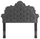 Arabella Button-Tufted Performance Velvet Twin Headboard, Charcoal