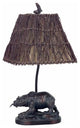 60W Resin Bear Accent Lamp, Antique Bronze Finish, Twig Shade