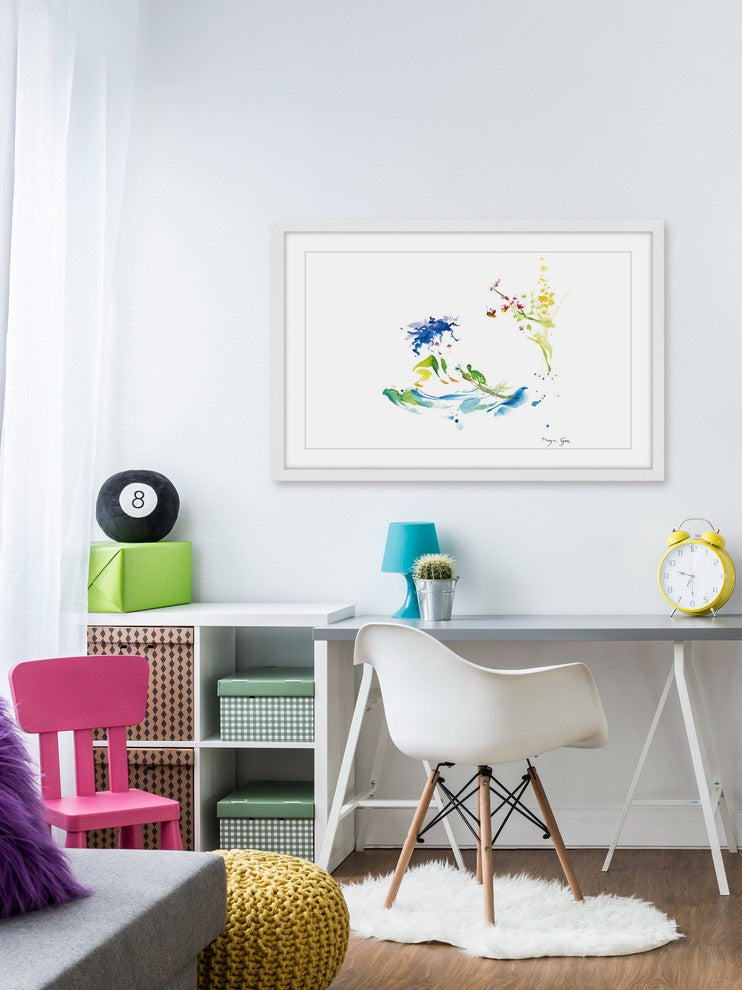 Marmont Hill, "Girl and Turtle" by Maya Gur Framed Painting Print, 45x30