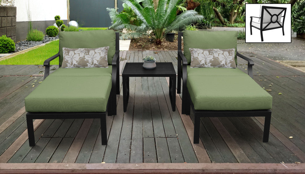 kathy ireland Madison Ave. 5 Piece Aluminum Patio Furniture Set 05b, Forest