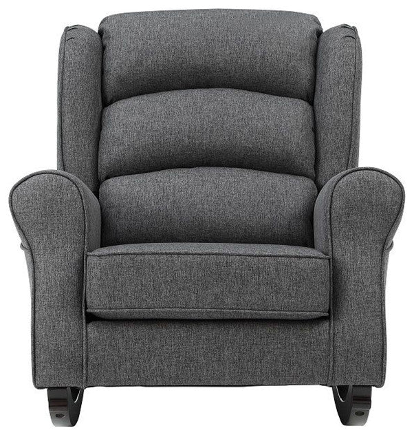 Upholstered Rocking Chair with Tight Back in Gray