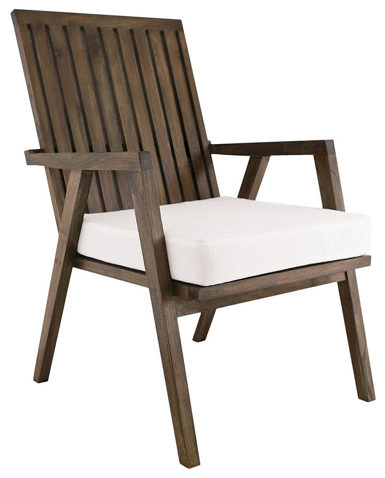 Teak Garden Patio Chair Cushion, White
