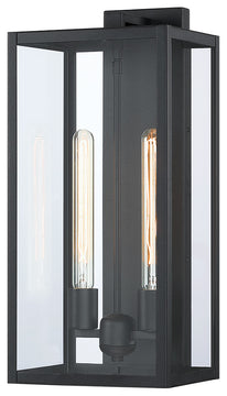 2-Light 20.5"H Modern Black Outdoor Wall Sconce Lantern Light