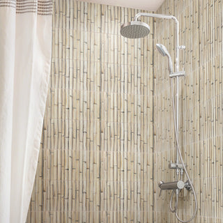 Bamboo Haven Sandy White Fluted Fluted Ceramic Wall Tile