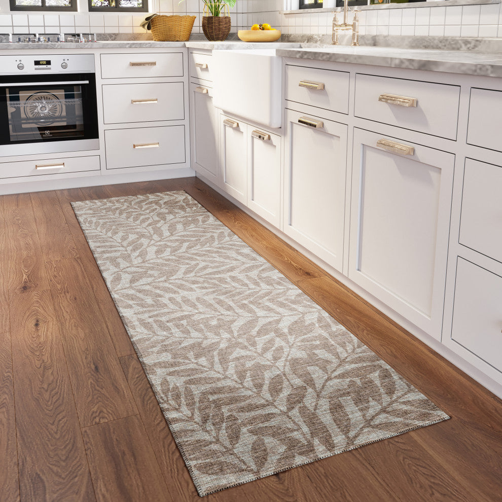 Indoor/Outdoor Sedona SN5 Putty Machine Washable 2'3" x 10' Runner Rug