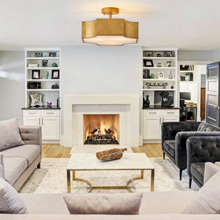 3-Light Modern Gold Semi-Flush Mount Lighting