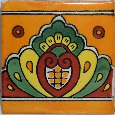 4.2x4.2 9 pcs Orange Royal Crown Talavera Mexican Tile