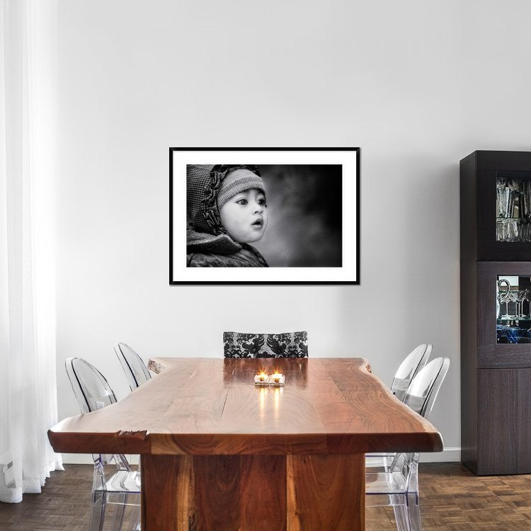 "The Kid From Sarangkot" Framed Digital Print by Piet Flour, 44x32"