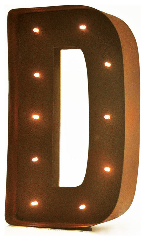 Rustic Vintage 11" Decorative LED Light Glow Letters - Rust Patina Aged Look Gl
