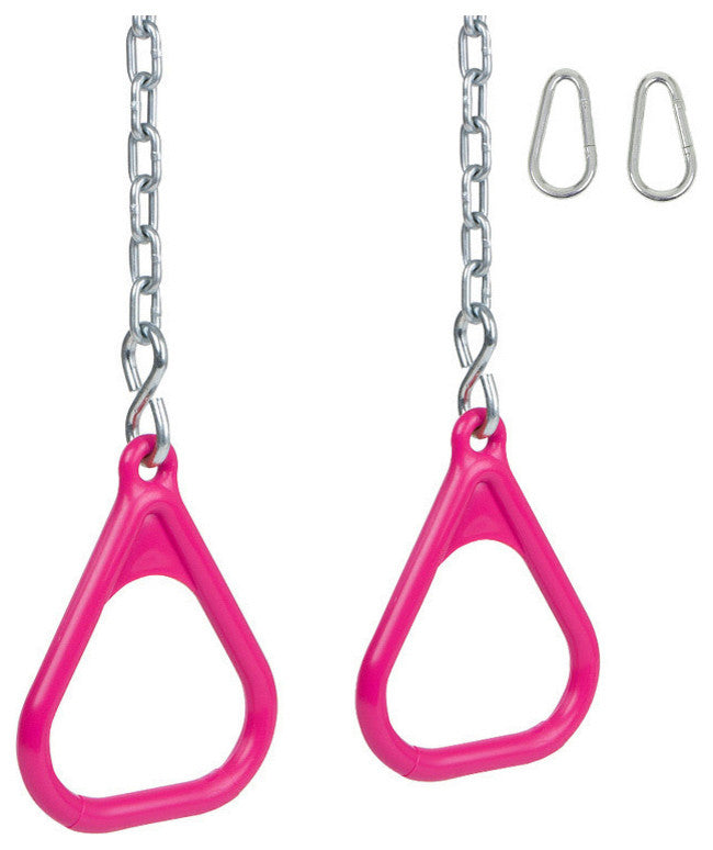 Swing Set Trapeze Rings With Chains, Set of 2, Pink