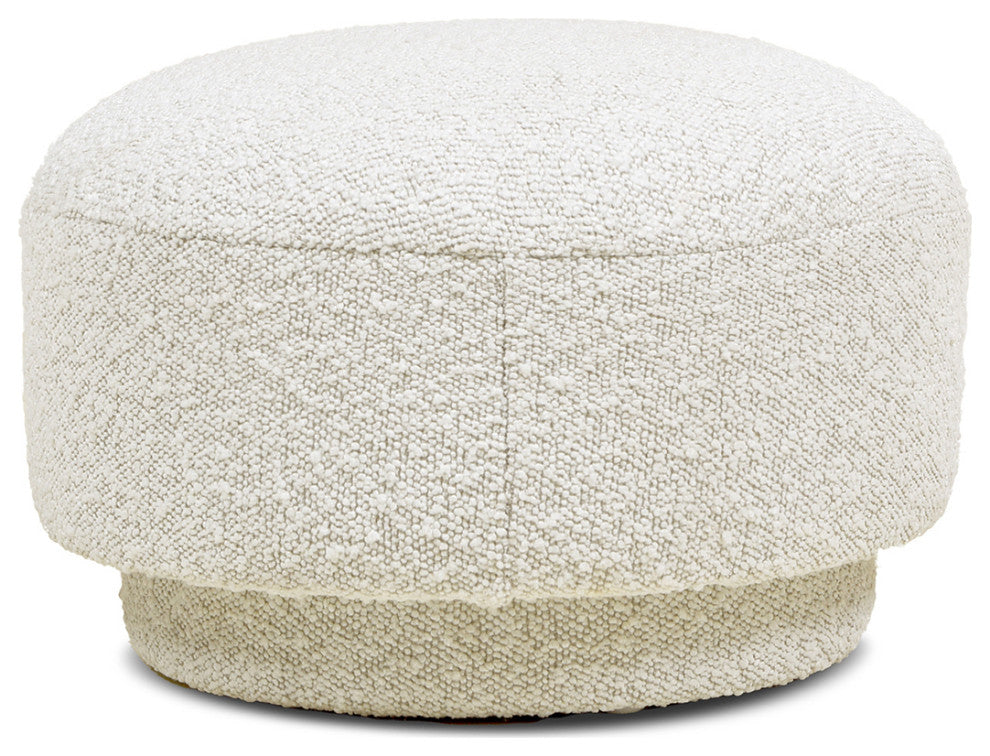Fuji 15" Mushroom Footstool Ottoman, Ivory White Boucle