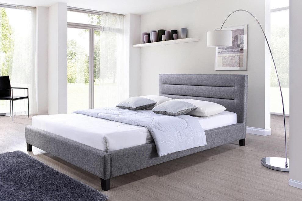 Baxton Studio Hillary Upholstered King Platform Bed in Gray