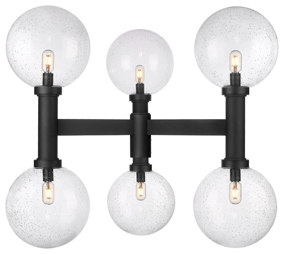 Zlite 599BP6-BK 6-Light Outdoor Post Mount Fixture, Clear Seedy