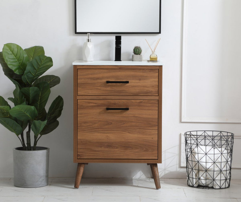 Beatrice 24" Bathroom Vanity, Walnut Brown