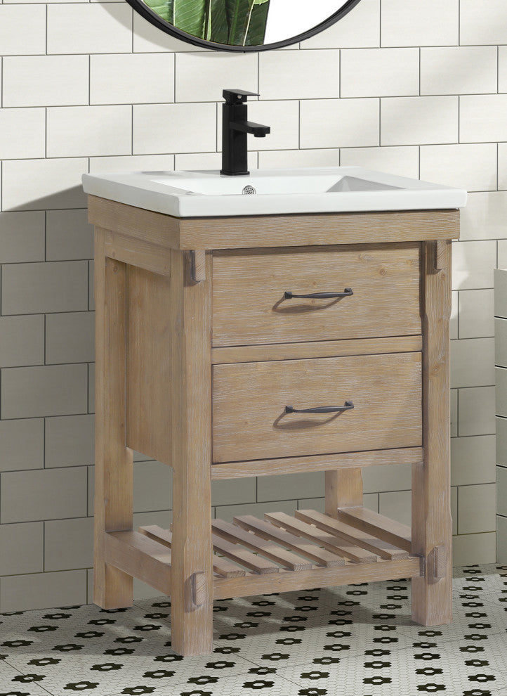 Marina 24" Bathroom Vanity, Weathered Fir Finish