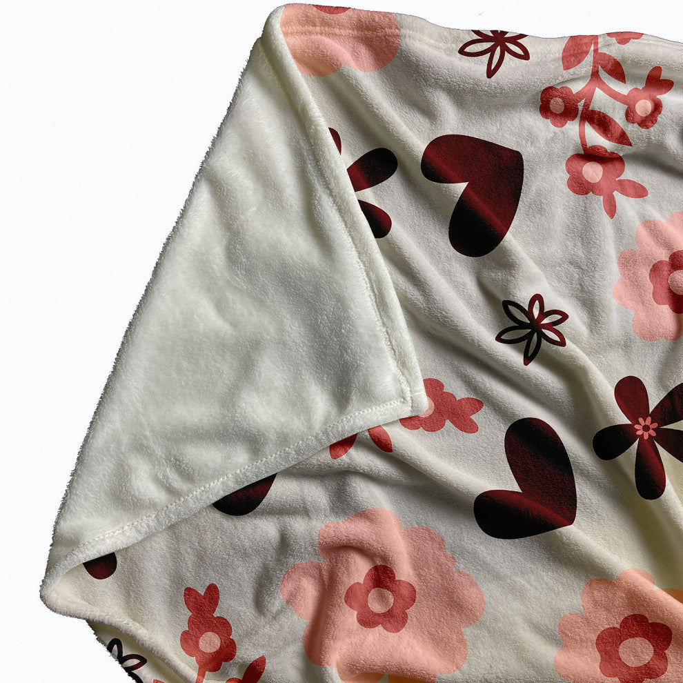 60x80" Flowery Love Valentine's Throw Blanket, Gray