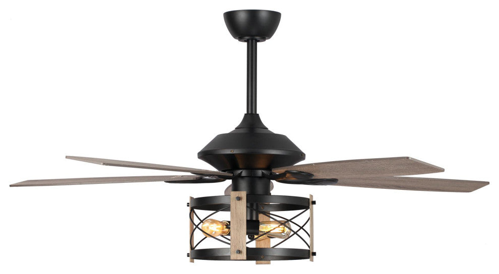 52 in Modern Ceiling Fan with Remote Control in Matte Black
