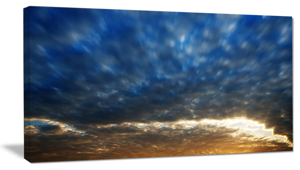 "Dramatic Blue And Brown Skies" Modern Seascape Wall Art, 1 Panel, 60"x28"
