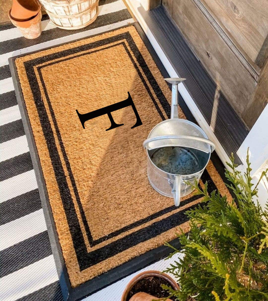 A1HC Markham Border Flocked Extra Large Monogrammed Doormat, 30"X48", F