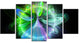 Bright Blue Fractal Vortices of Energy, Floral Canvas Print, 60"x32", 5 Panels
