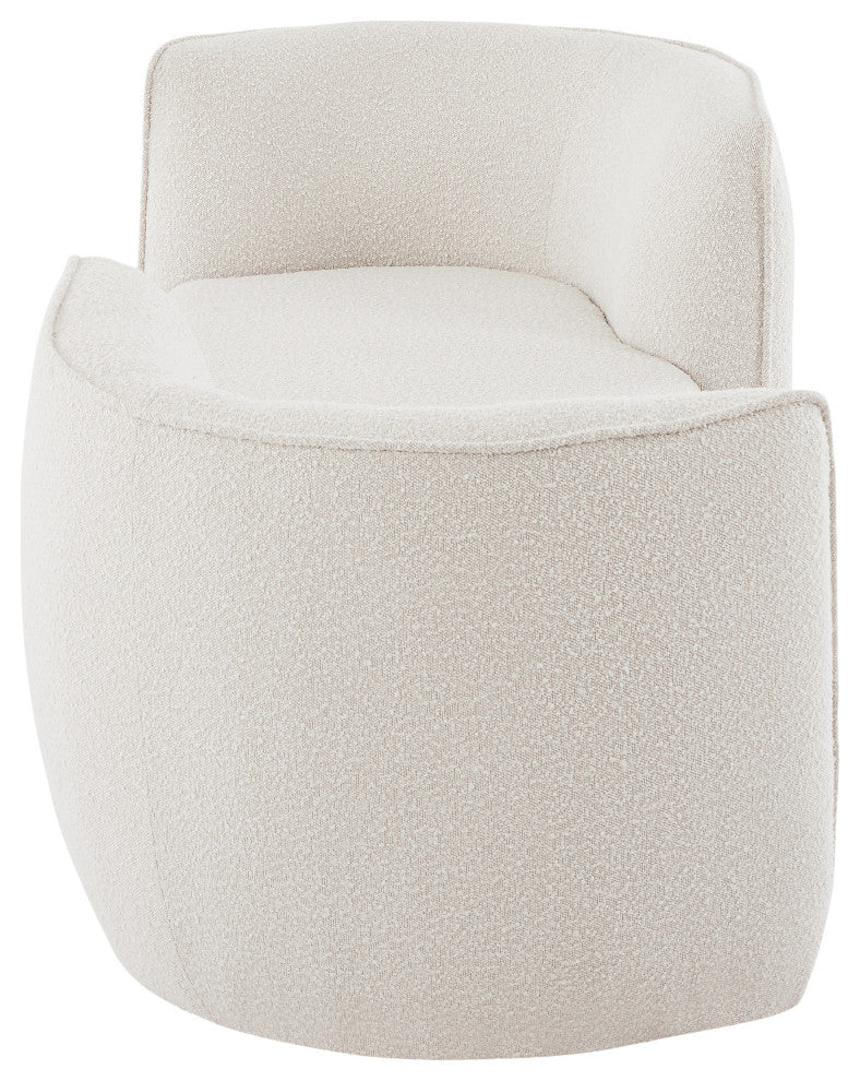 Hilton Boucle Fabric Upholstered Chaise Lounge, Cream