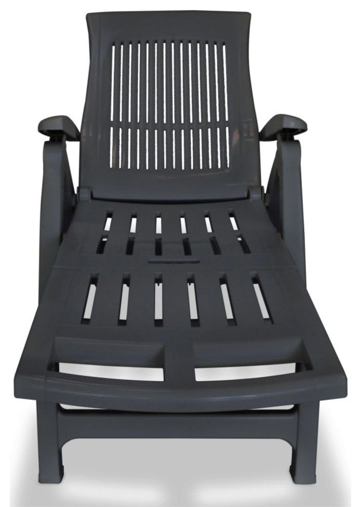 vidaXL Sun Lounger With Footrest Plastic Anthracite