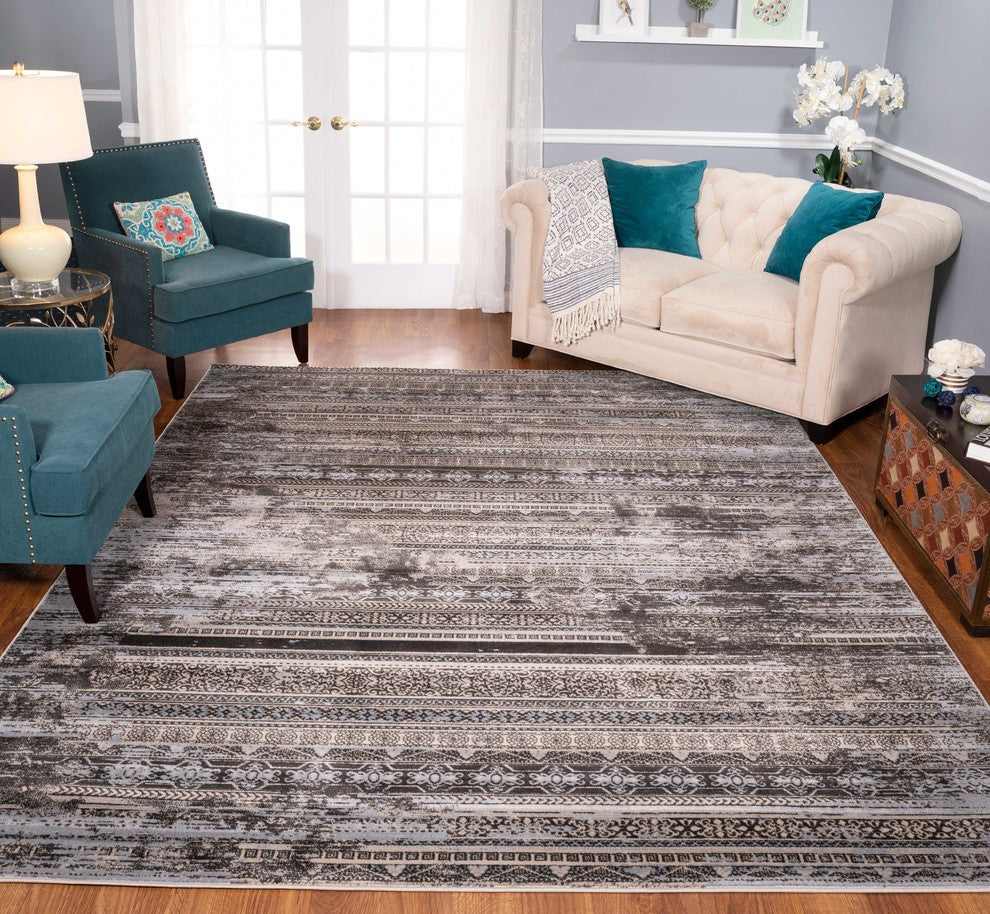 Noori Rug Lagoon Janeen Charcoal/Beige Runner