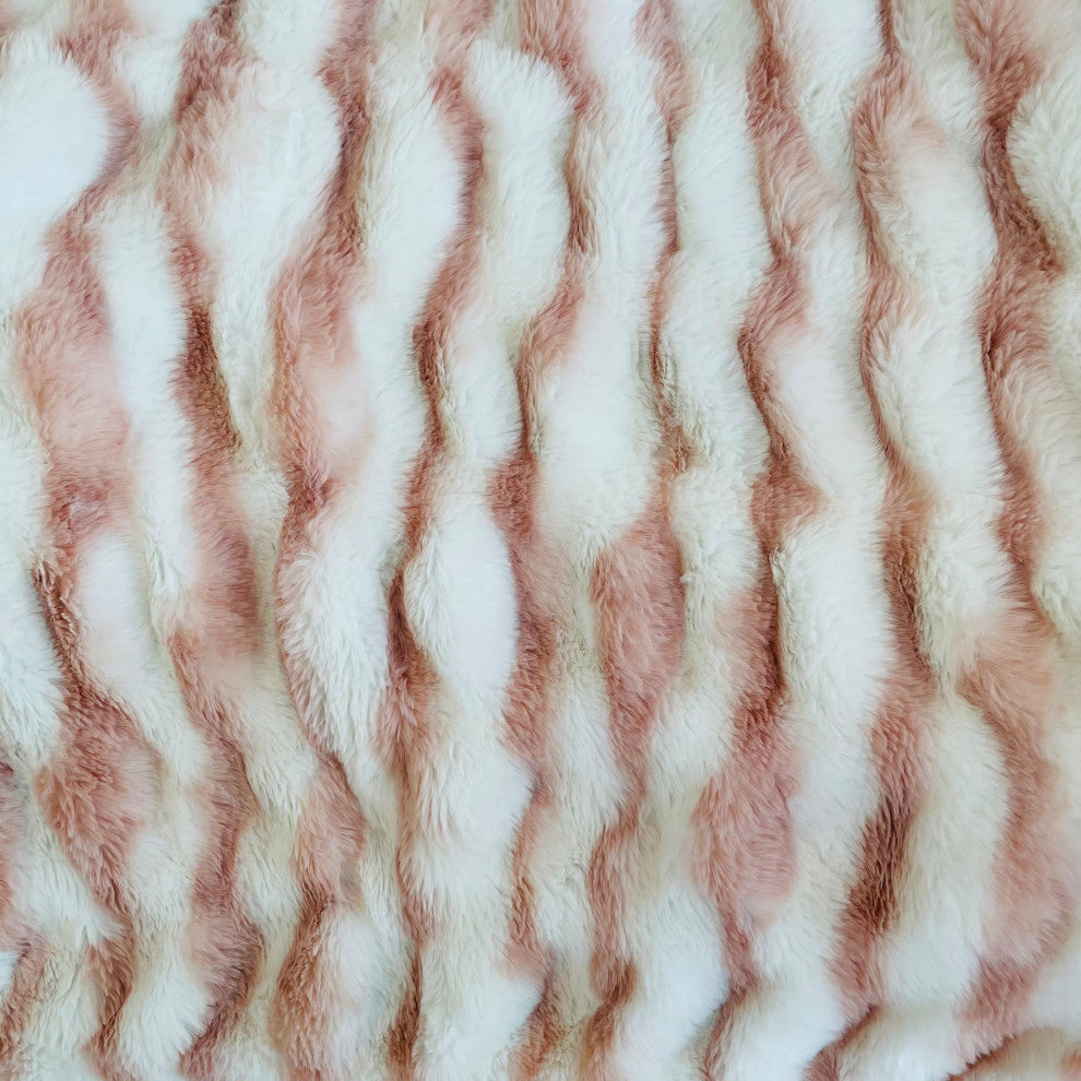 White Pink Snow Chinchilla Faux Fur Luxury Throw Blanket, Throw 60Wx84L