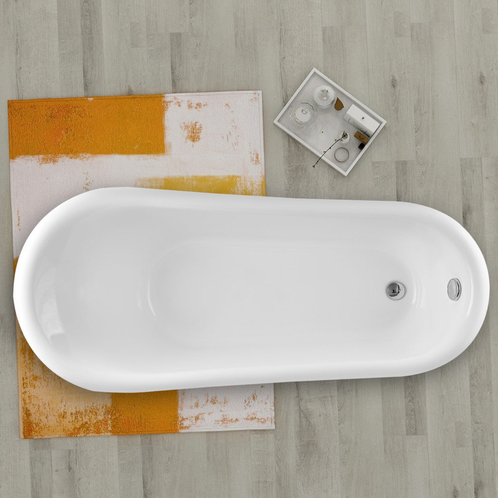 Vanity Art Freestanding Acrylic Soaking Bathtub, 67"x30"x31"