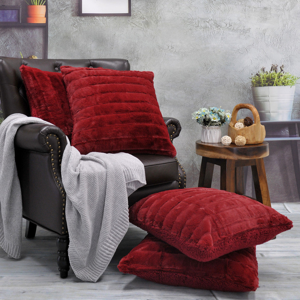 Super Mink Throw Pillow Covers, Set of 4, Jester Red, 20''x20''
