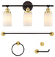 3-Light Classic Vanity, Frosted Glass Shades, Bathroom Hardware Set, 5-Piece
