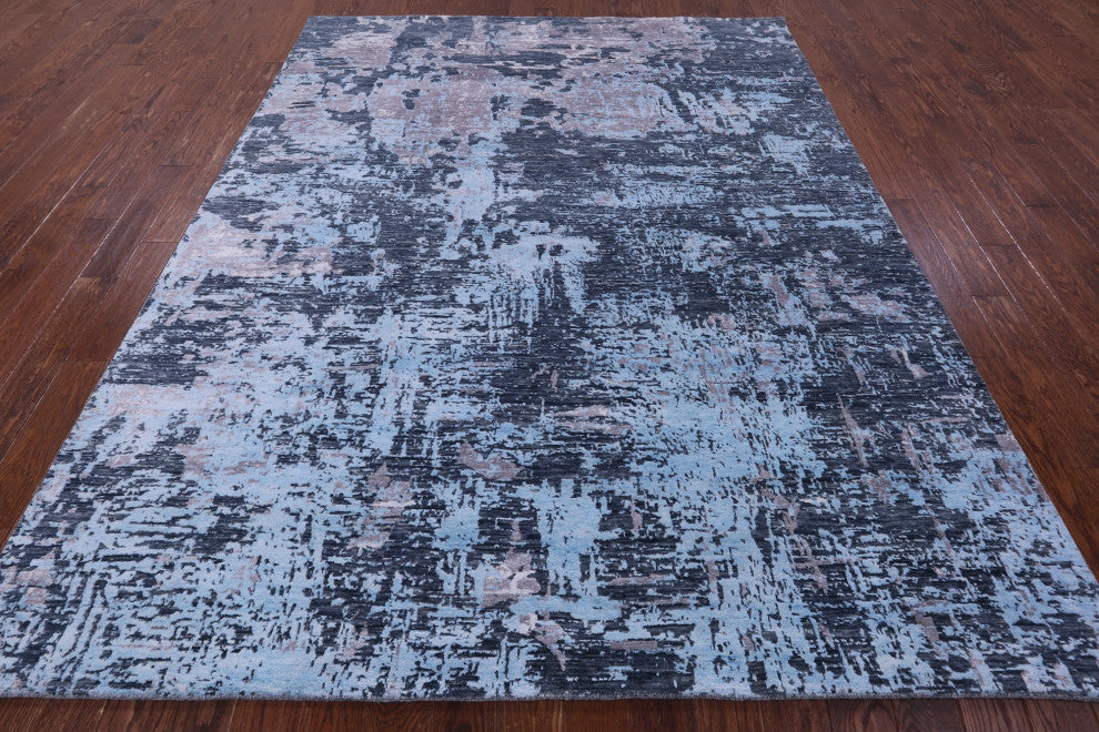 7' 11" X 10' 3" Abstract Hand Knotted Wool & Silk Rug - Q15803