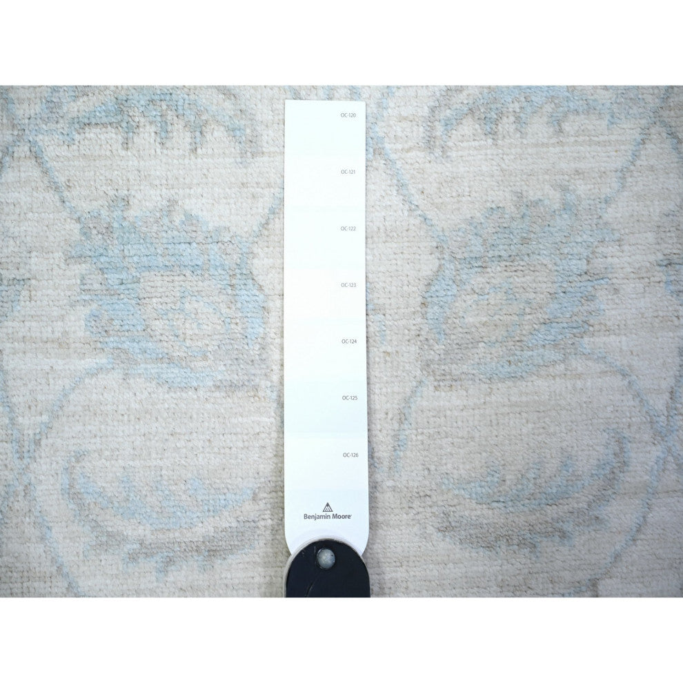 Ivory Wool Hand Knotted Washed Out Runner Peshawar Oriental Rug  2'7"x9'11"