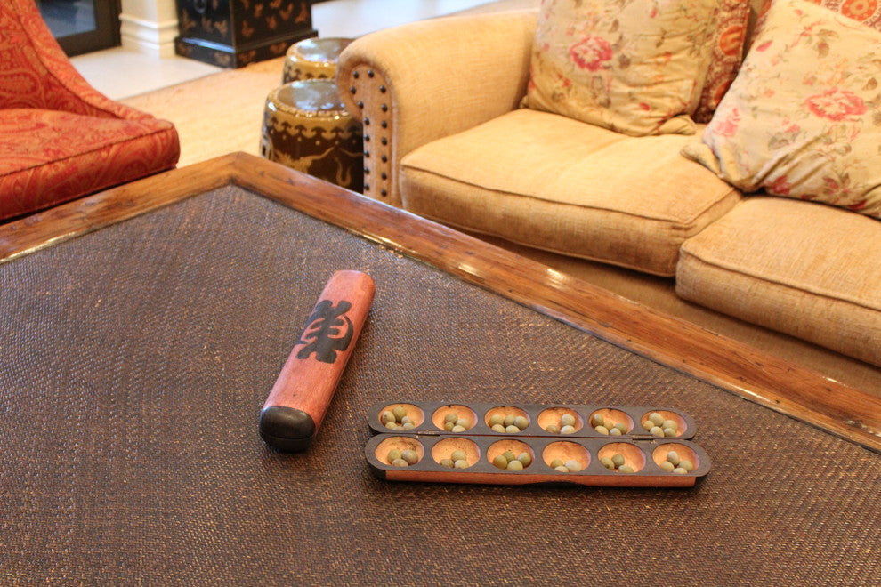 Traditional Carved Elephant Mancala Set | Wood Seeds Africa Game Sculpture Oware