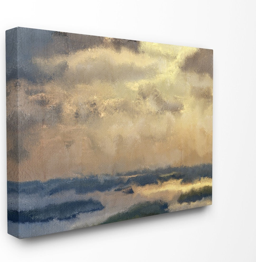 Painted Neutral Morning Sky Abstract XXL Stretched Canvas Wall Art, 30"x40"