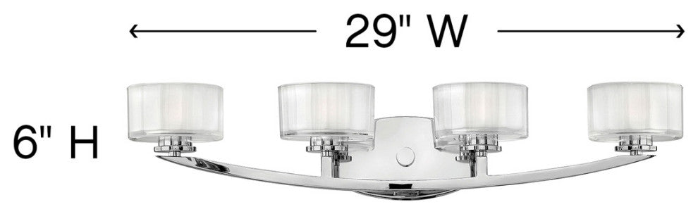 Hinkley Meridian Four Light Vanity, Chrome