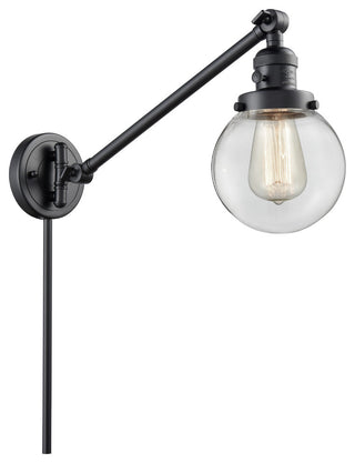 Beacon 1-Light LED Swing Arm Light, Matte Black, Glass: Clear