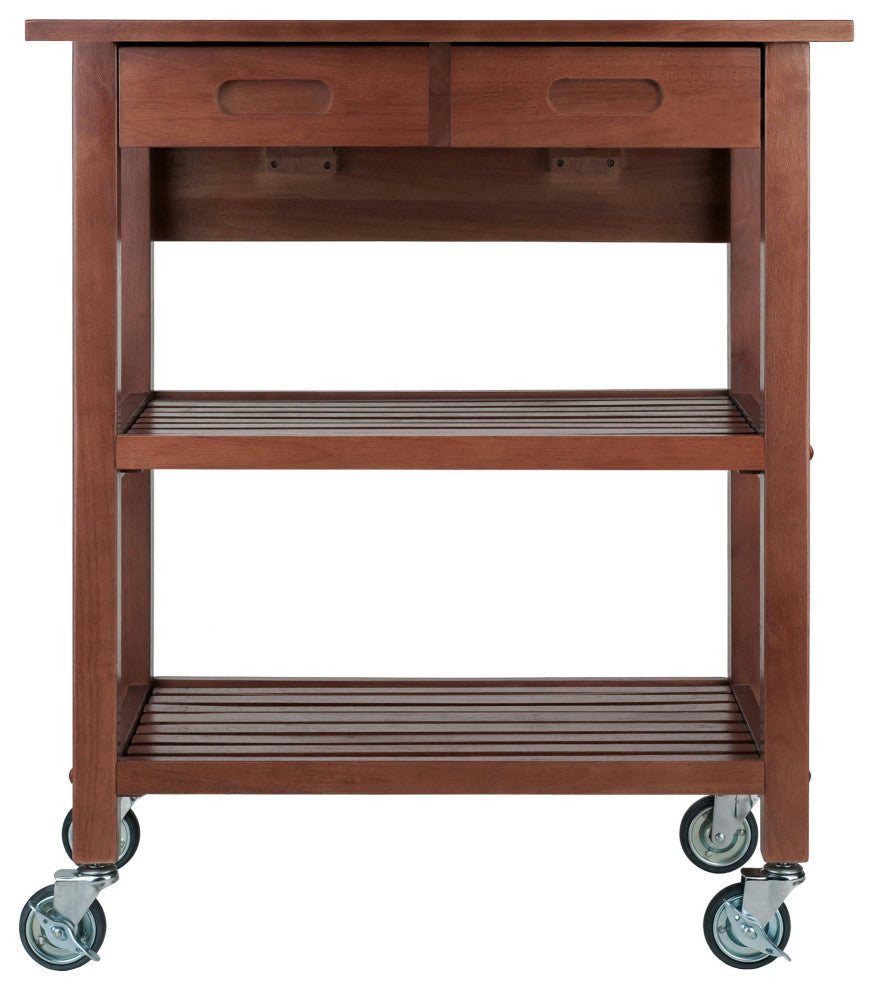Winsome Jonathan Transitional Solid Wood Kitchen Cart in Walnut