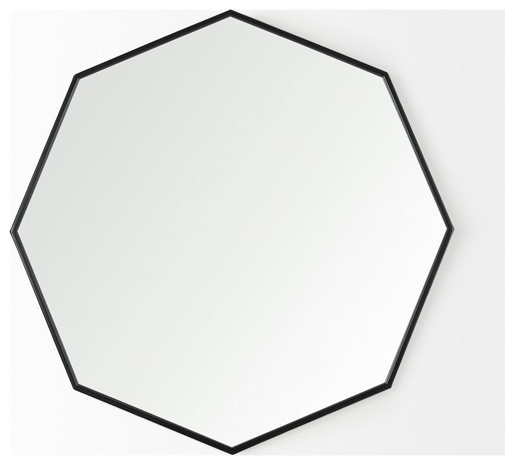 Helix Black Metal Frame Octogonal Mirror, 38" x 38"