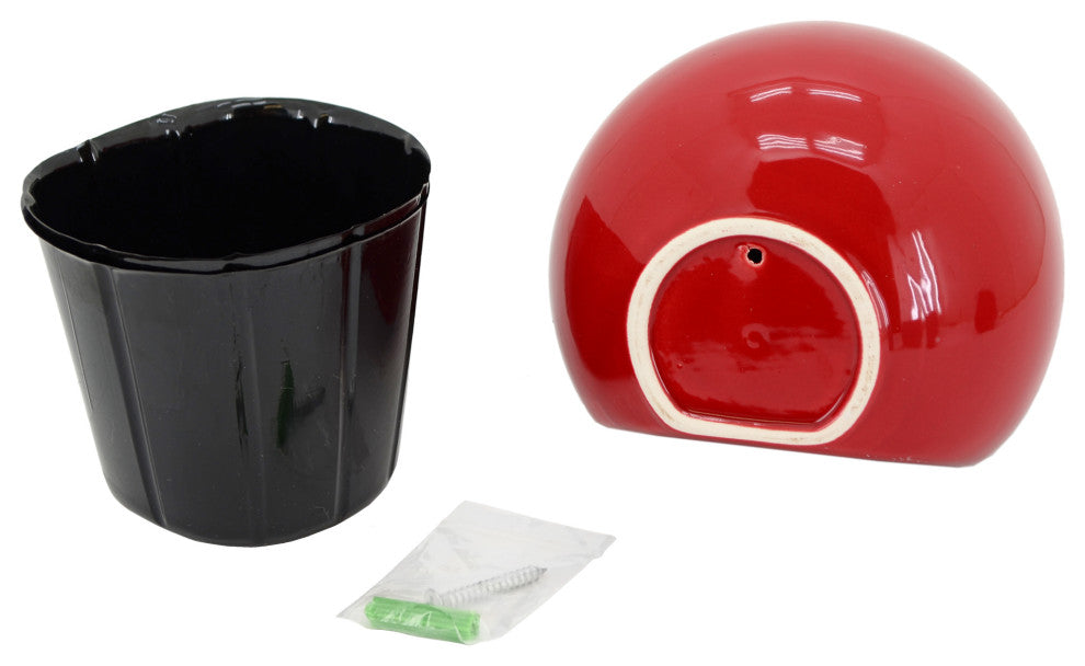 Small Round Wall Planters, Set of 3, Red