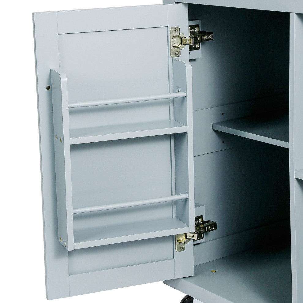 Black/Blue/White MDF Kitchen Cart Multifunctional, Storage Cabinet, Blue