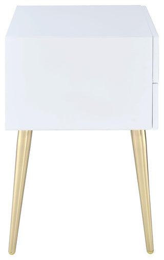 Defina Collection 2-Drawer End Table, White