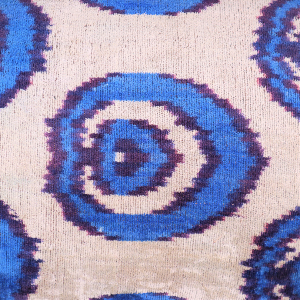 Canvello Habdmade Velvet Blue Throw Pillow with Down Insert - 16x24 in
