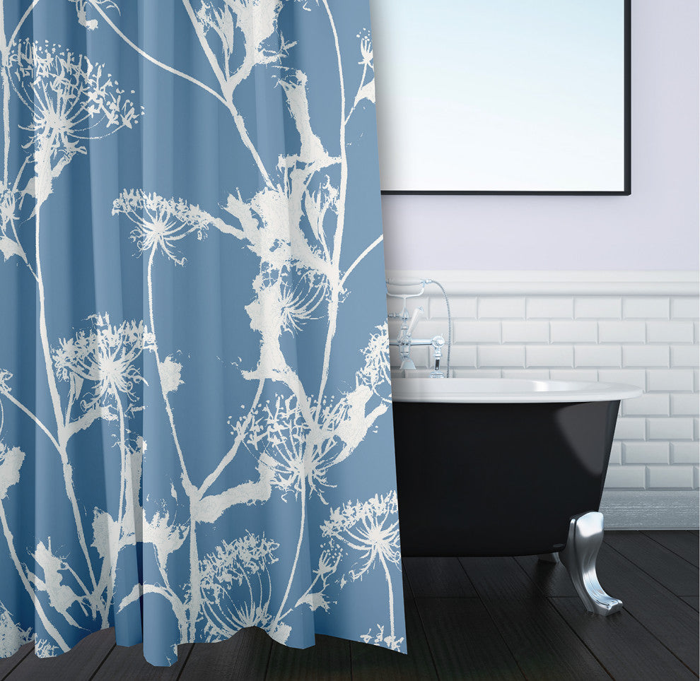 70"Wx73"L Windy Blossom Shower Curtain, Blue